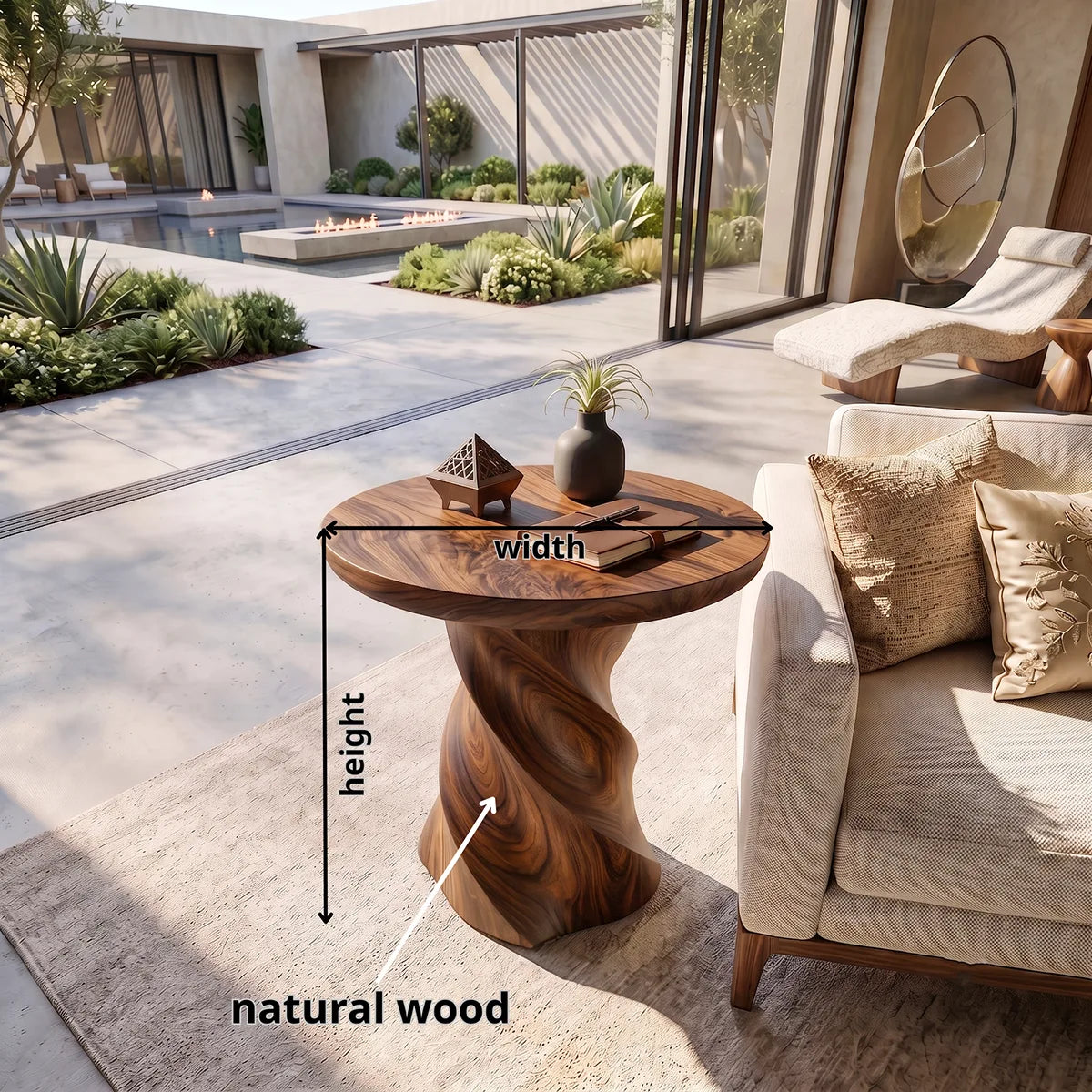 Modern Round End Table | Sculptural Pedestal Accent Side Table for Living Room HG021-9MFE4DB