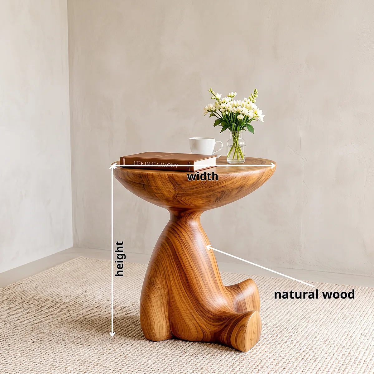 Modern Sculptural End Table | Organic Round Accent Side Table HG021-2912