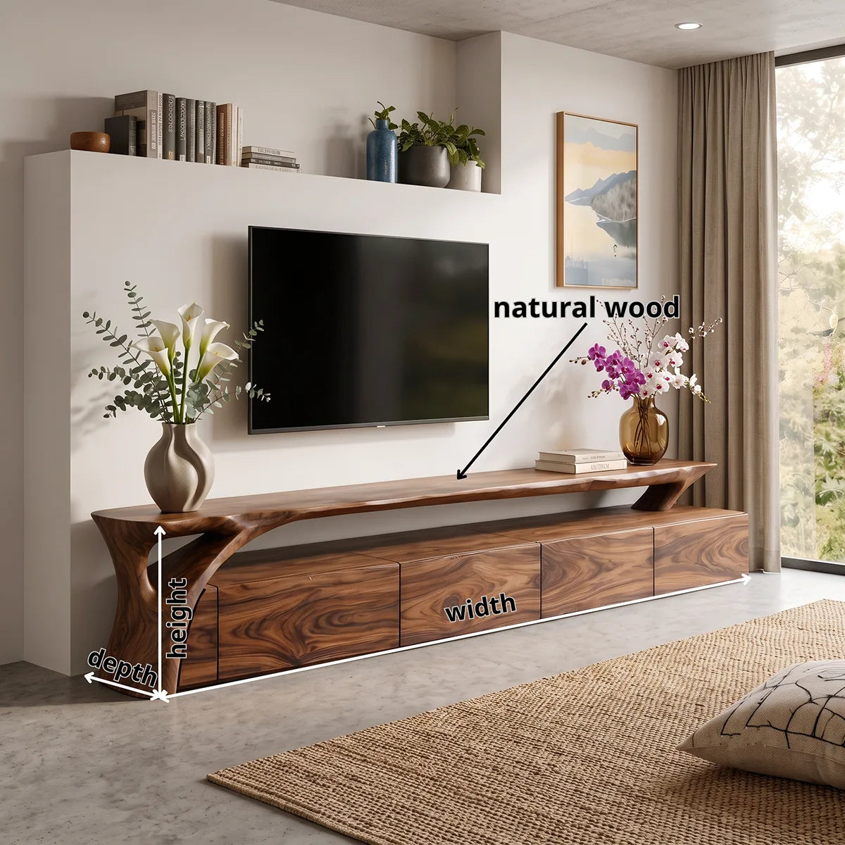 Modern Low Profile TV Stand | Contemporary Media Console with Hidden Storage HG021-6PMK2DQ