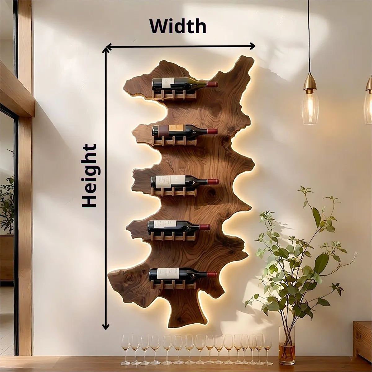 Vertical Live Edge Solid Wood Wine Rack for Home Bars & Wine Lovers HG021-7771