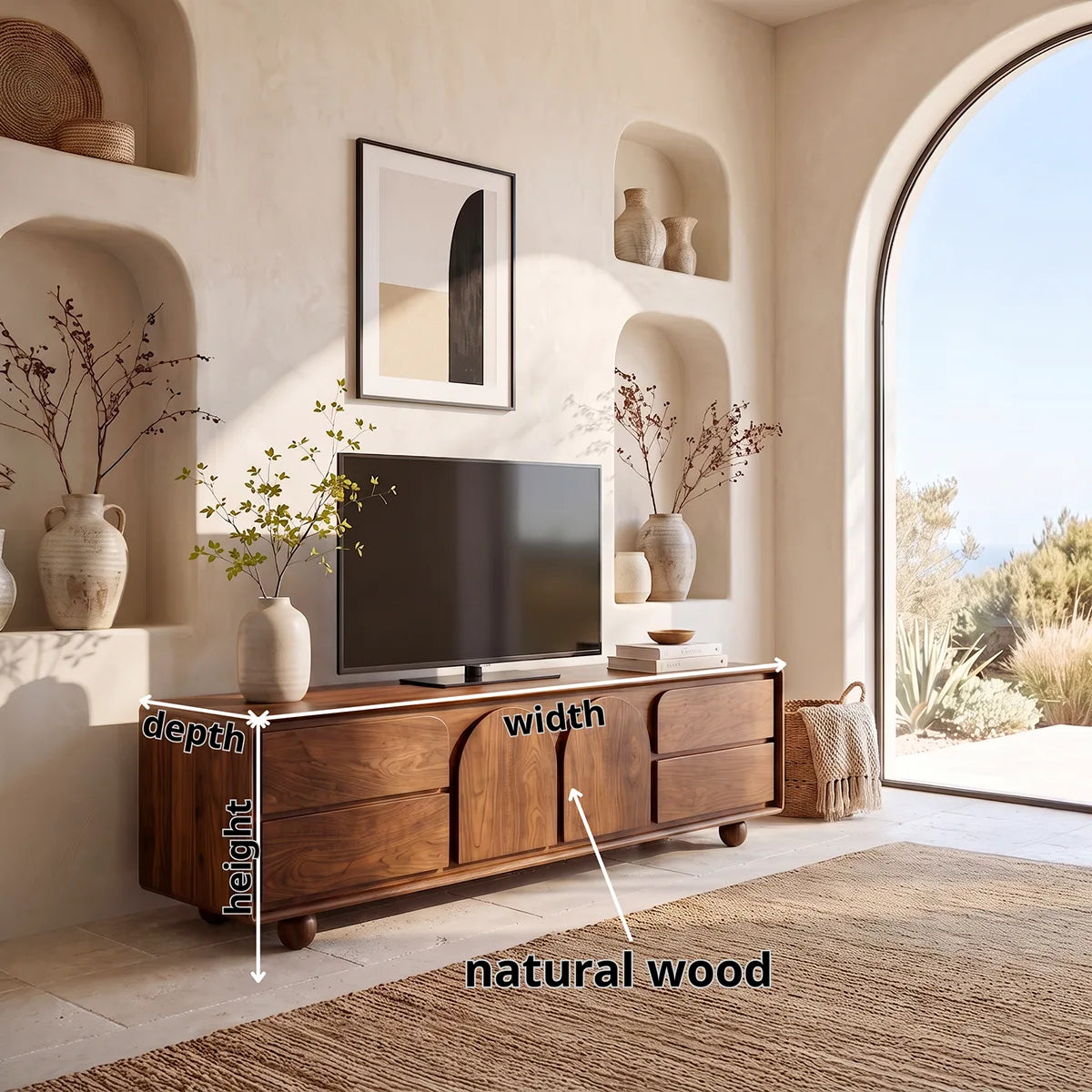 Arched Door Wood TV Stand with Storage | Modern Media Console HG021-8LBM2PX