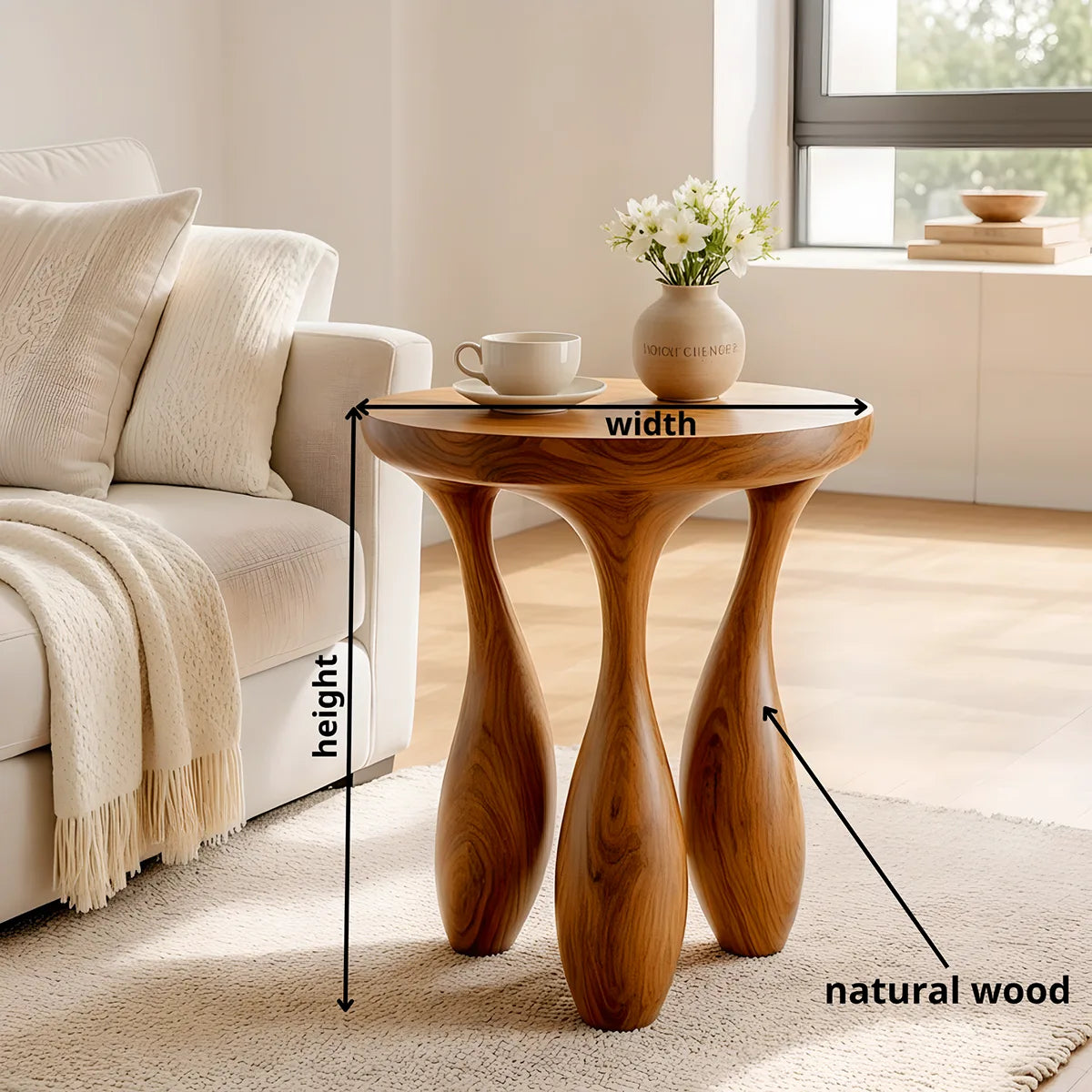 Modern Round End Table | Sculptural Four-Leg Accent Side Table HG021-1610