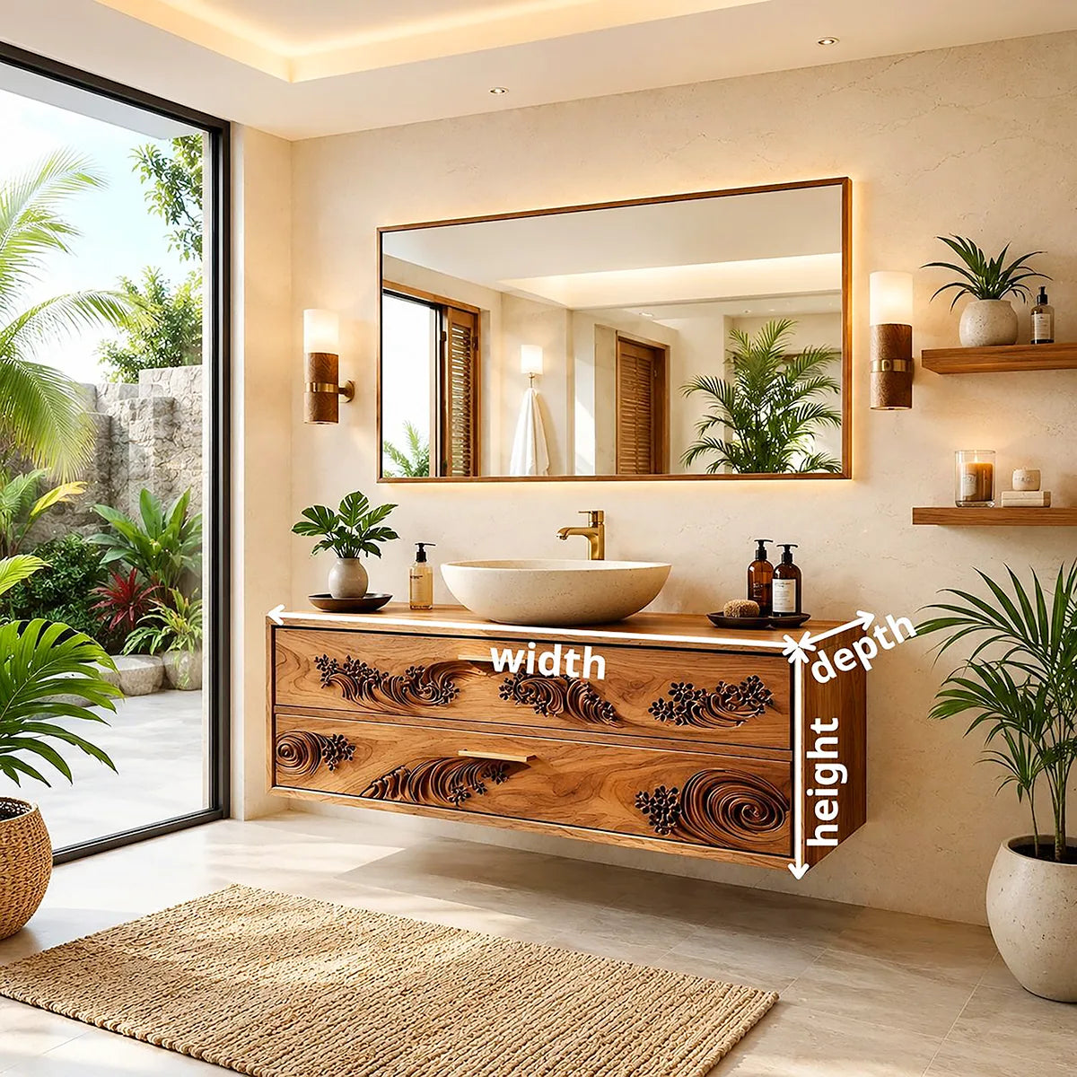 Floating Bathroom Vanity | Modern Decorative Wall Mounted Bathroom Cabinet HG021-2657