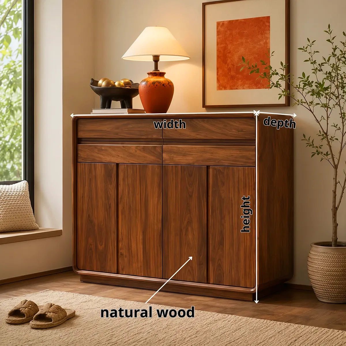 Modern Sideboard with Concealed Storage and Rounded Corners | Rounded Storage Cabinet HG021-9CNZ4OR