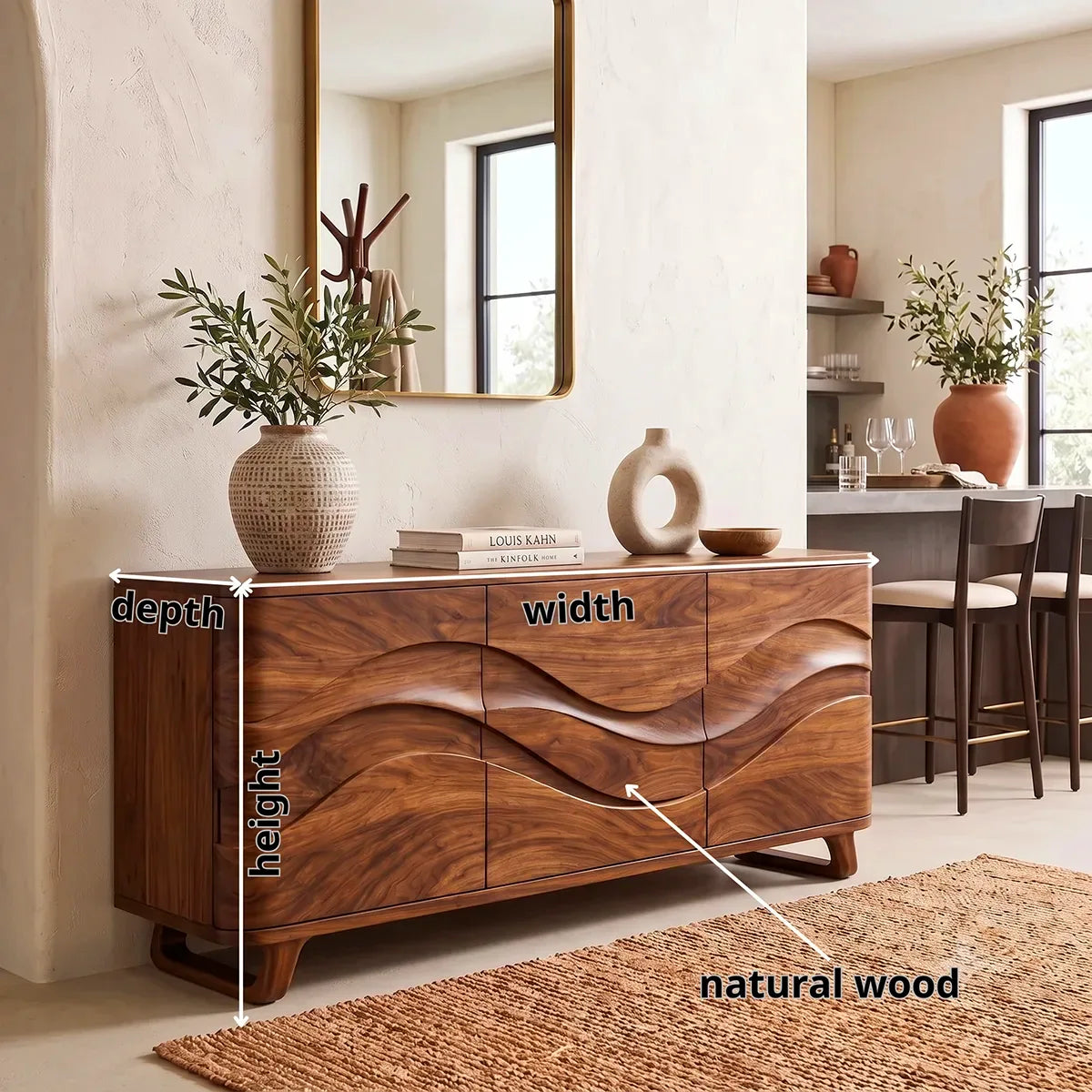 Sculptural Wave Sideboard with Concealed Storage | Modern Statement Storage Cabinet HG021-3YUO8VQ