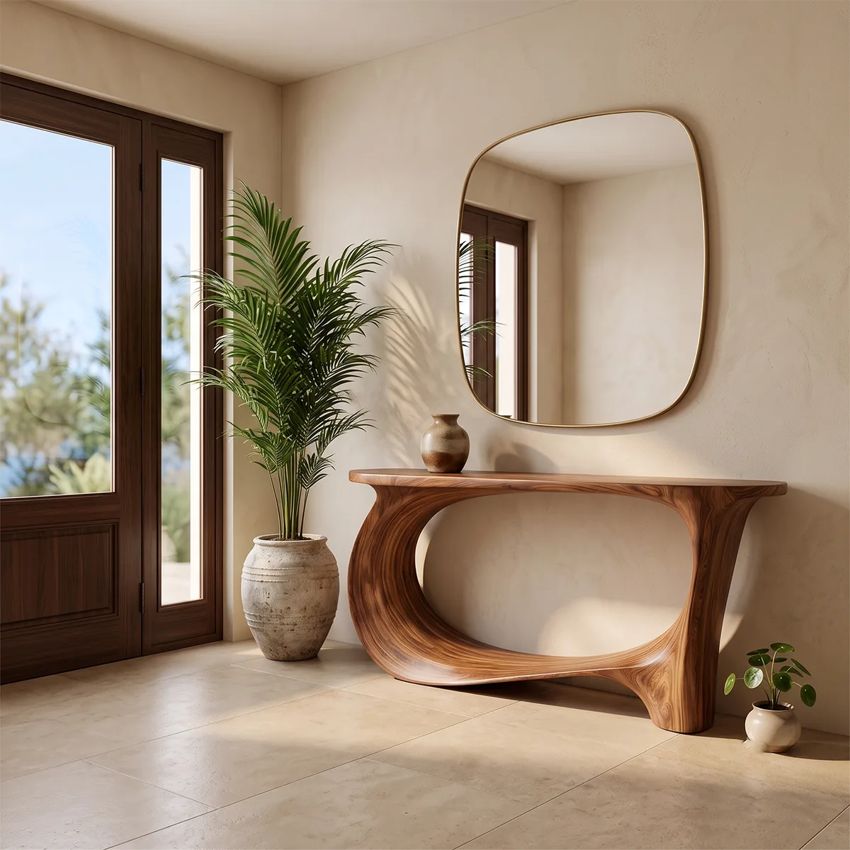 Modern Organic Console Table | Sculptural Entryway Table with Continuous Loop Base TH003-6488