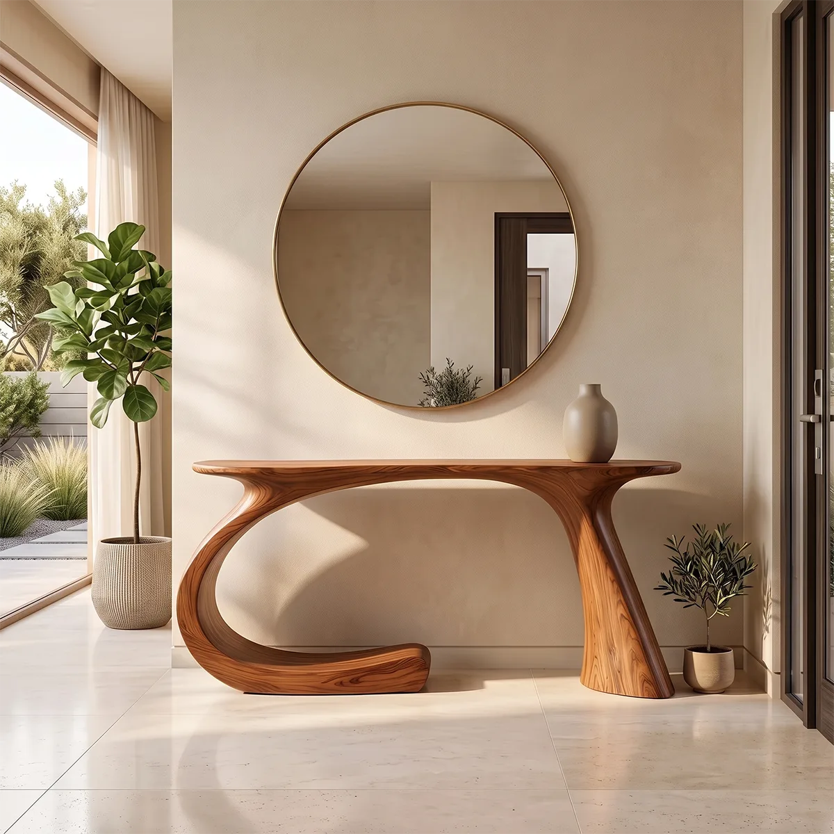 Modern Organic Console Table | Sculptural Entryway Hallway Accent Table TH003-9208