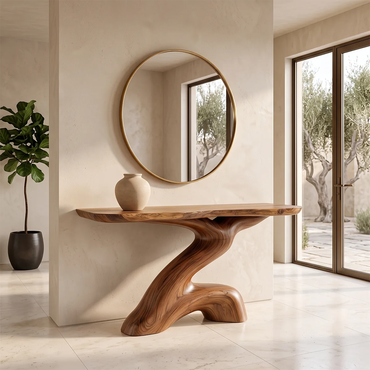 Modern Organic Console Table | Sculptural Entryway Hallway Accent Table TH003-3918
