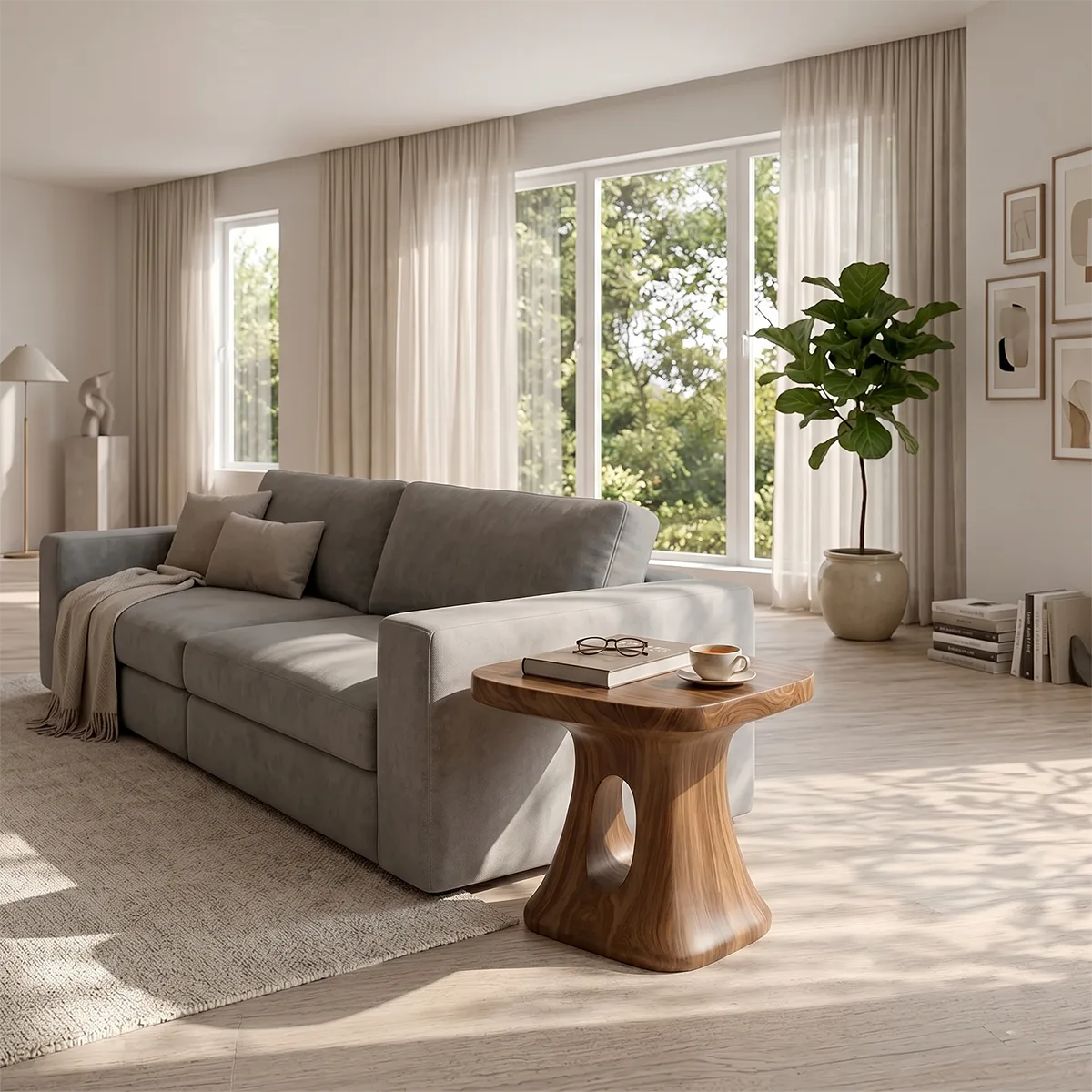 Modern Organic Side Table with Sculptural Open-Cut Base TH003-6097
