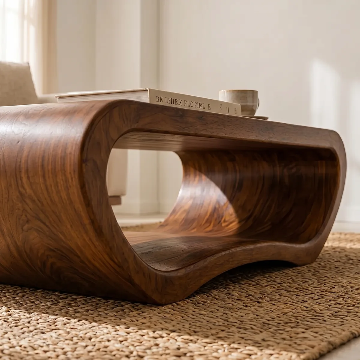 Modern Solid Wood Continuous Loop Coffee Table