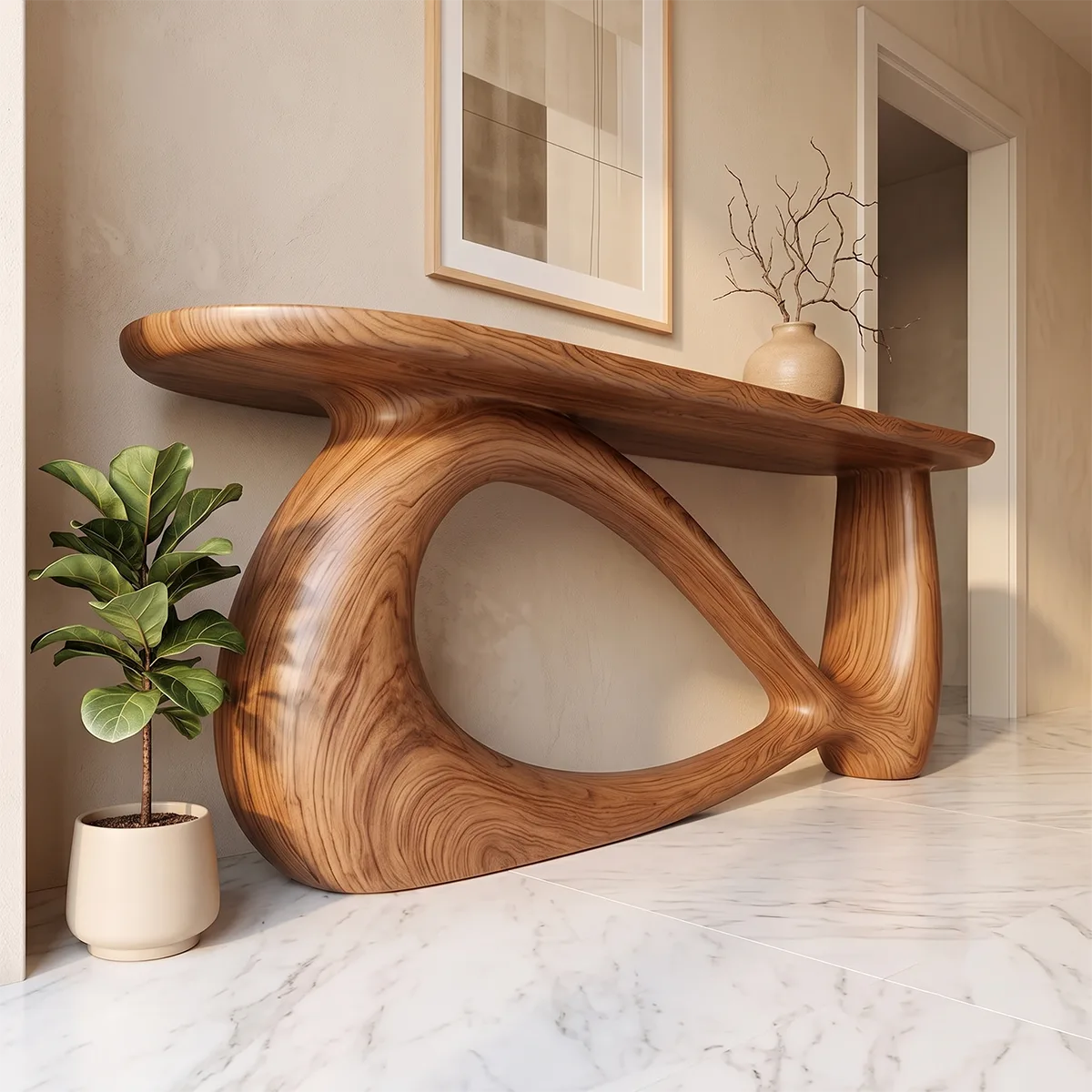 Modern Organic Console Table | Sculptural Entryway Accent Table for Contemporary Homes TH003-8476