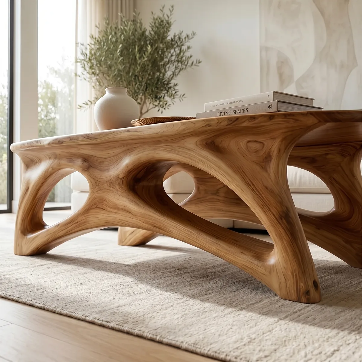 Organic Solid Wood Coffee Table – Sculptural Modern Design TH003-7847
