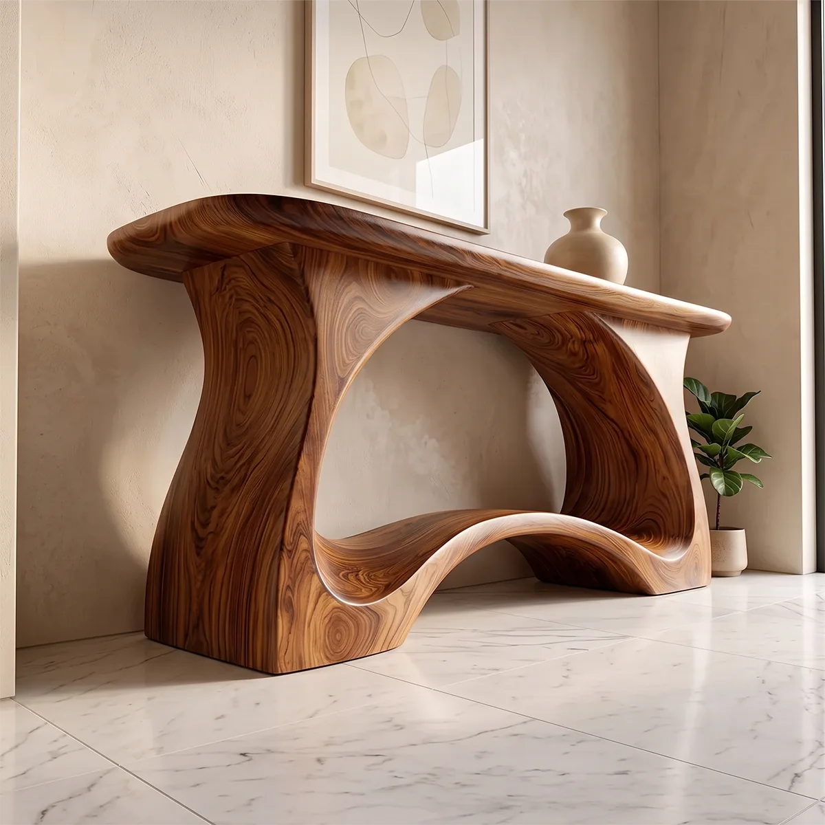 Modern Sculptural Console Table | Minimalist Entryway Hallway Accent Table TH003-6833
