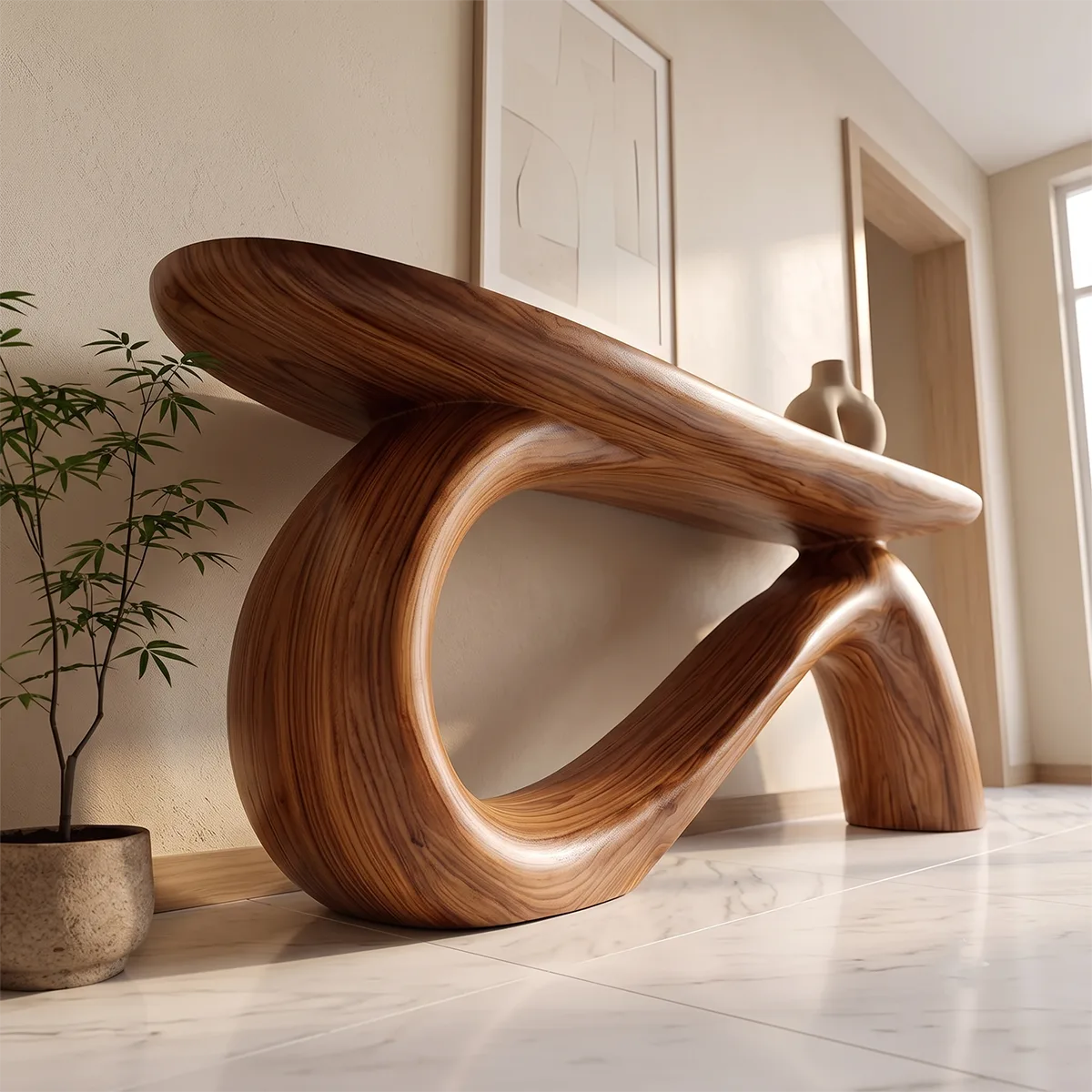 Modern Sculptural Console Table | Organic Entryway Hallway Accent Table TH003-2701
