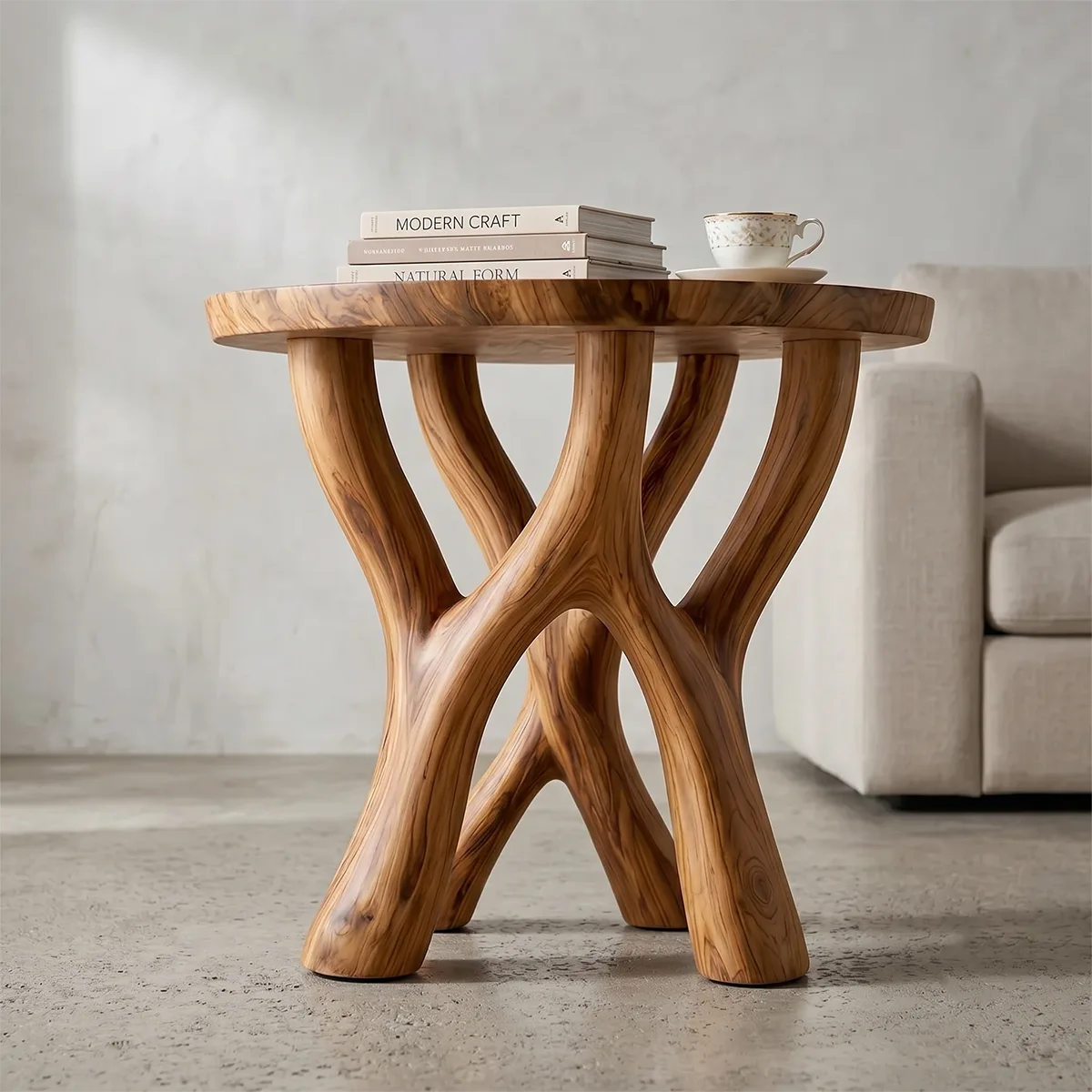 HandcraftedBranching Solid Wood Side Table | Sculptural End Table TH003-1117