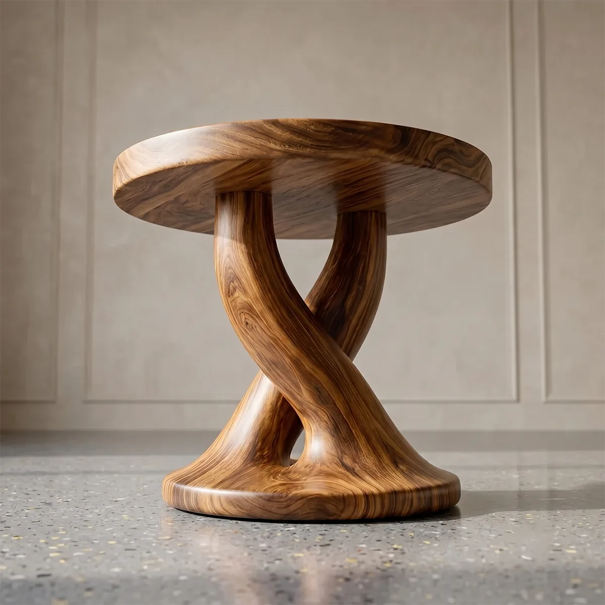 Twisted Pedestal Solid Wood Side Table | Organic End Table TH003-2053