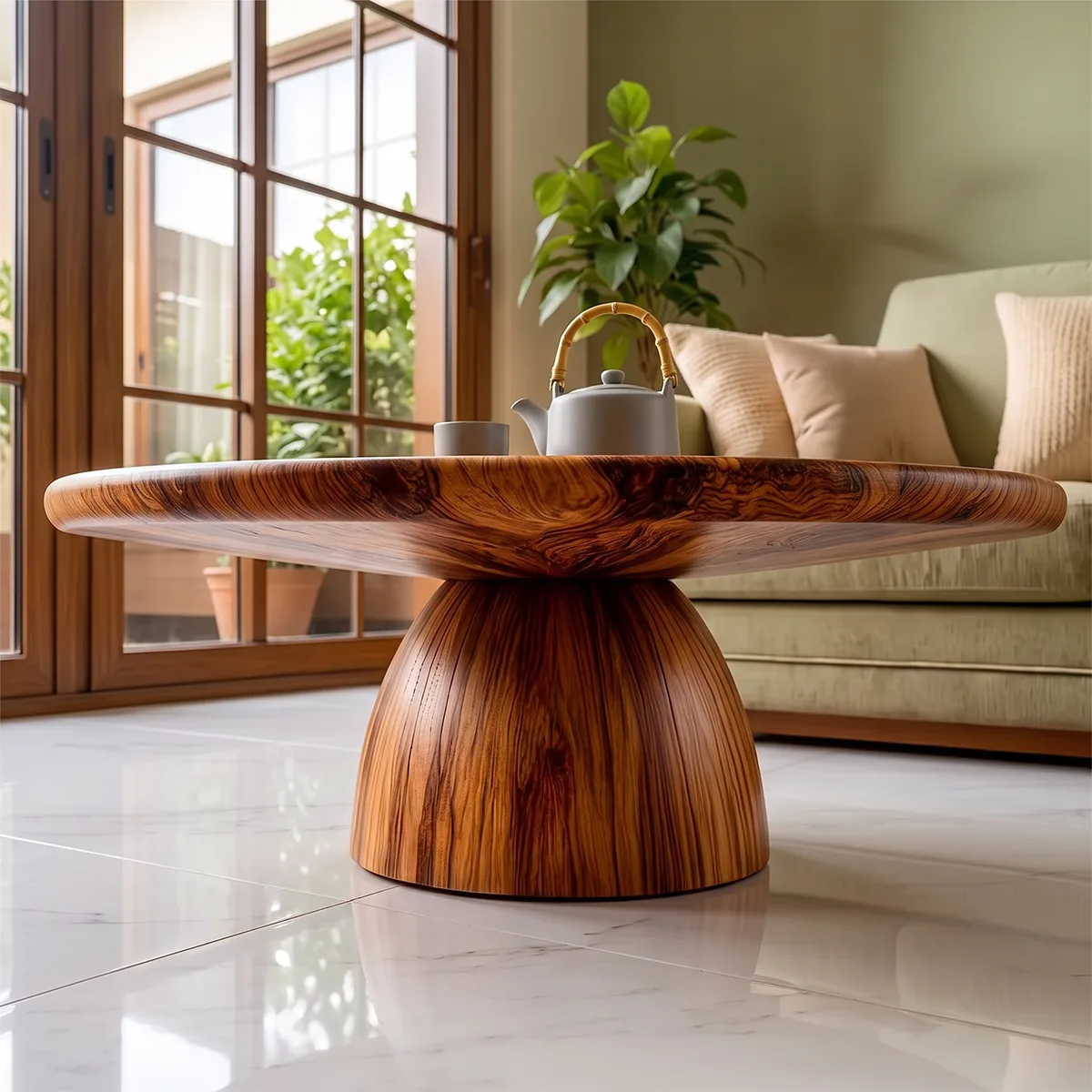 Modern Round Coffee Table | Pedestal Base Center Table for Living Room TH003-6481