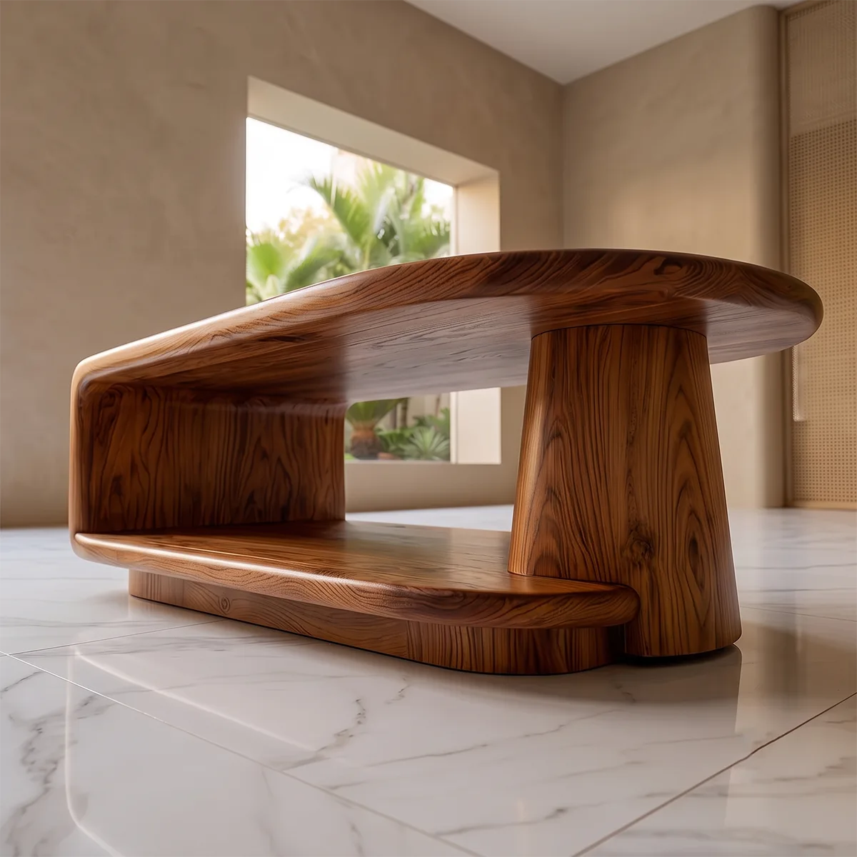 Modern Oval Coffee Table | Open Shelf Center Table for Living Room TH003-1501