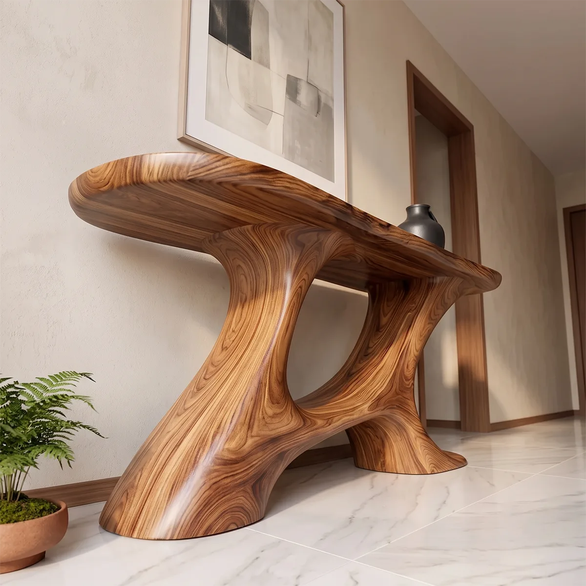Modern Organic Console Table | Sculptural Entryway Table with Asymmetrical Open Base TH003-5256