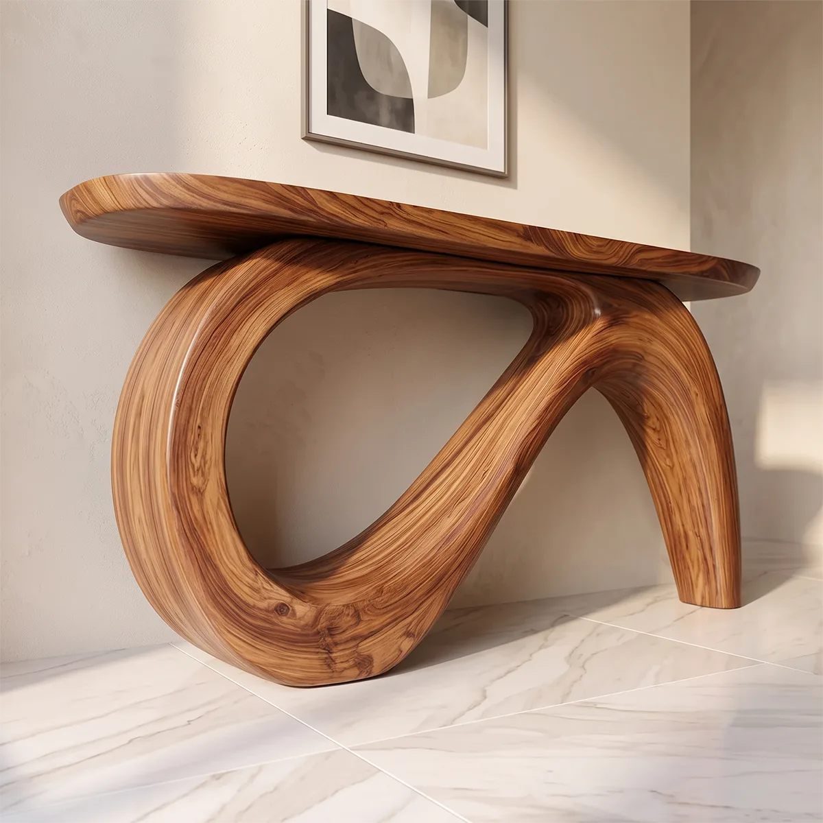 Modern Organic Console Table | Sculptural Entryway Table with Flowing Loop Base TH003-1954