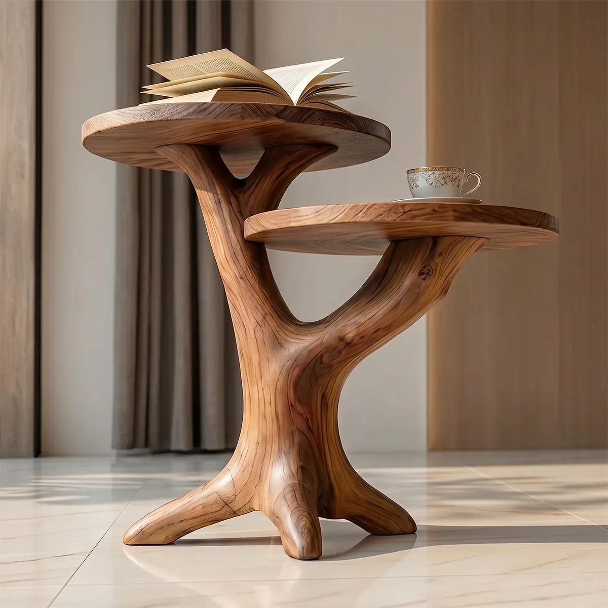 Handcrafted Solid Wood Tree End Table – Sculptural Organic Side Table TH003-3947