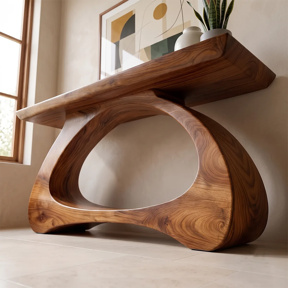 Modern Organic Console Table | Sculptural Entryway Hallway Sofa Table TH003-2093