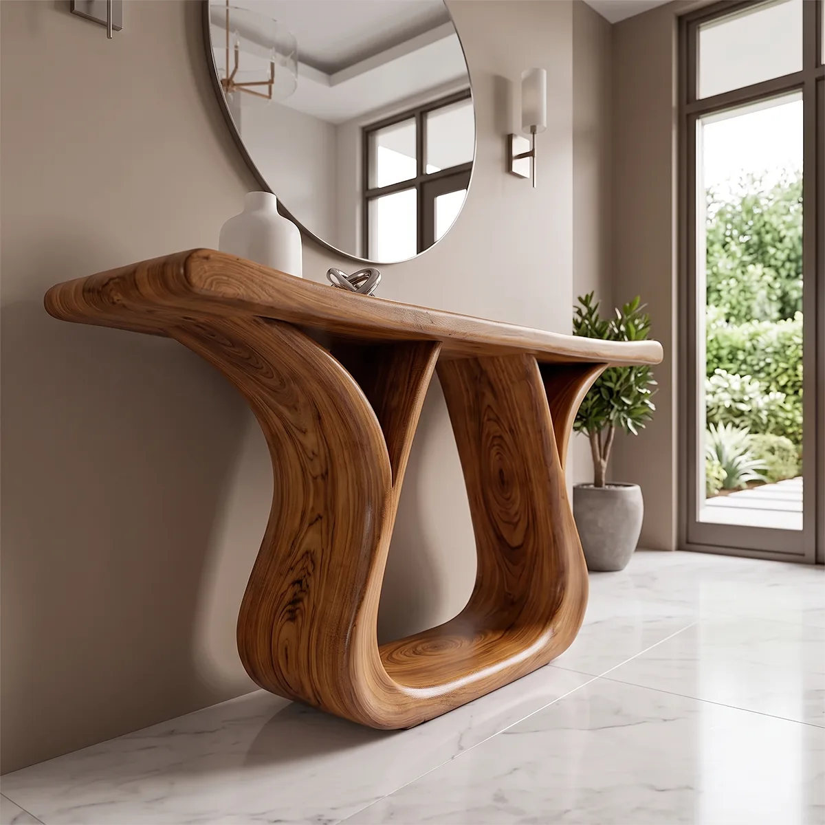 Modern Sculptural Console Table – Curved Entryway Table for Contemporary Homes TH003-9998