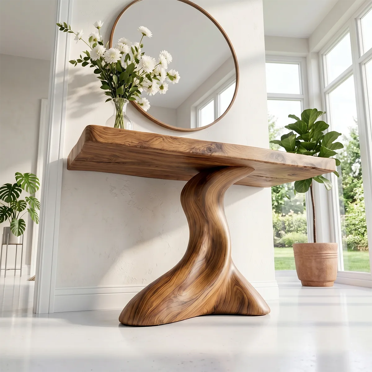 Organic Solid Wood Console Table – Luxury Hallway Accent