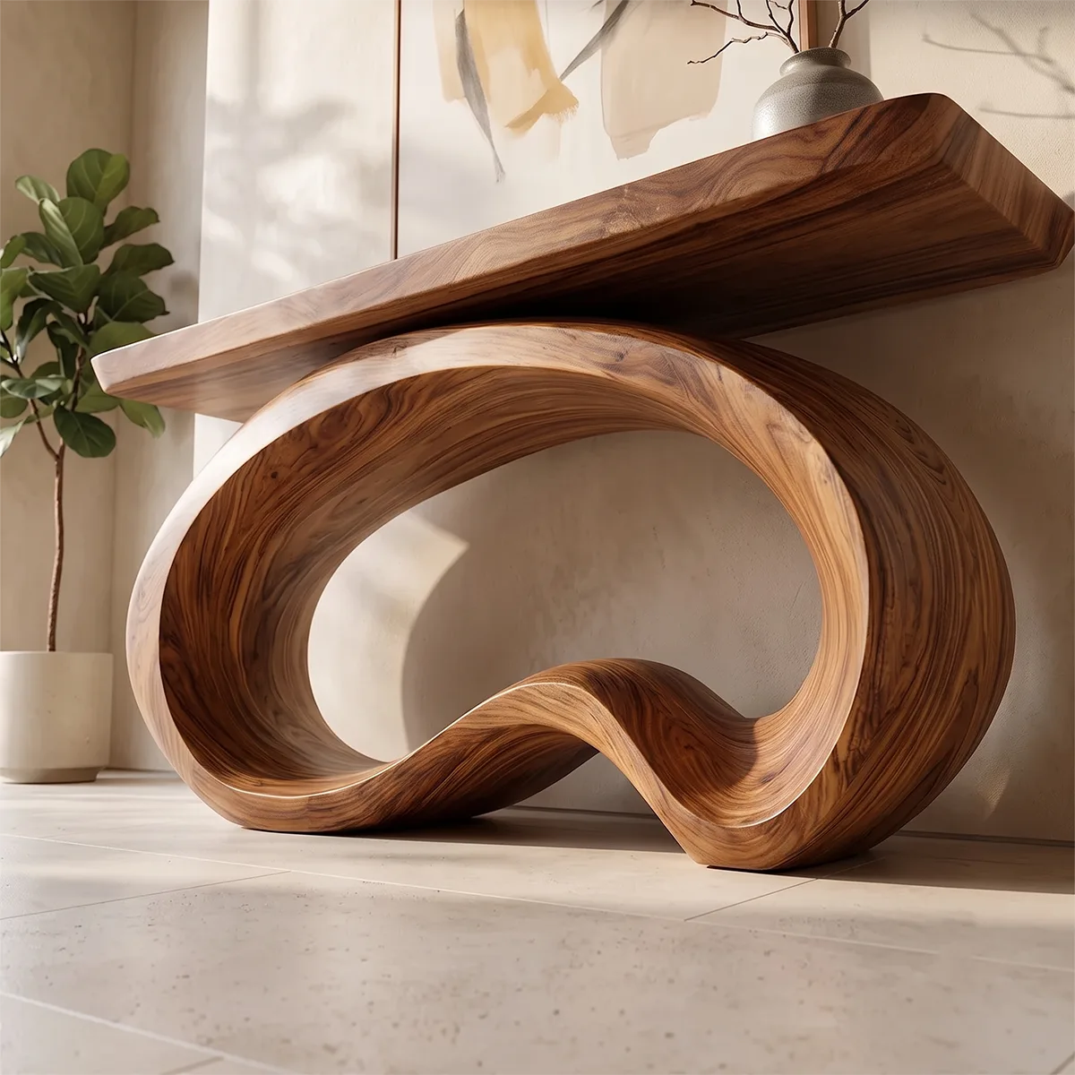 Modern Organic Console Table | Sculptural Entryway Hallway Accent Table TH003-5428
