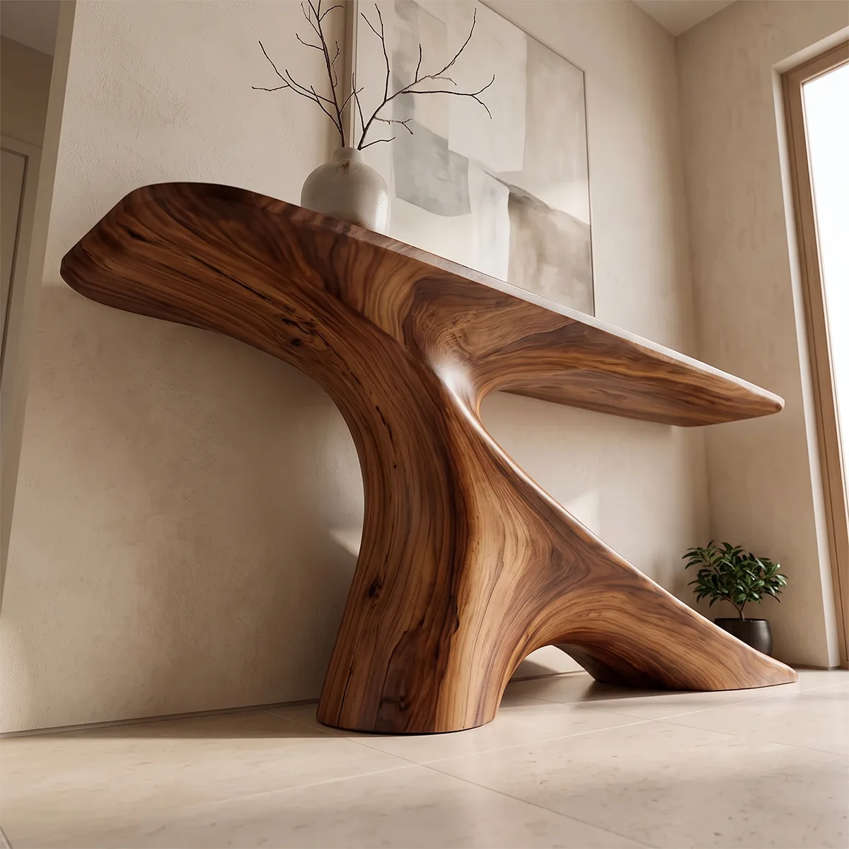 Modern Organic Console Table | Sculptural Entryway Hallway Accent Table TH003-5210