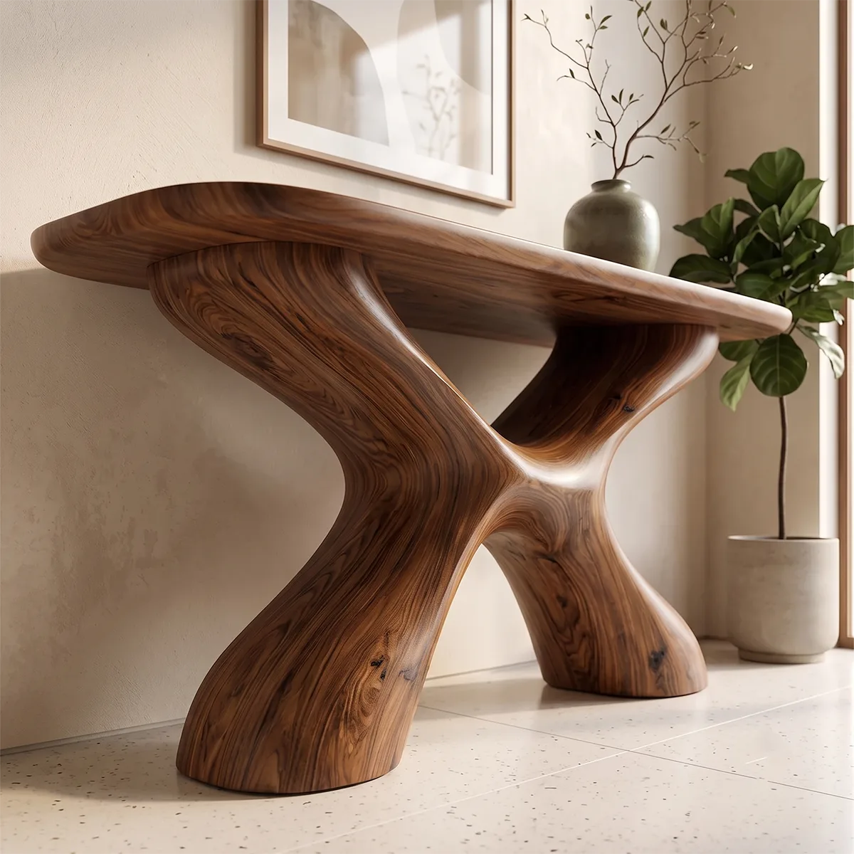 Modern Organic Console Table | Sculptural Entryway Hallway Accent Table TH003-7169