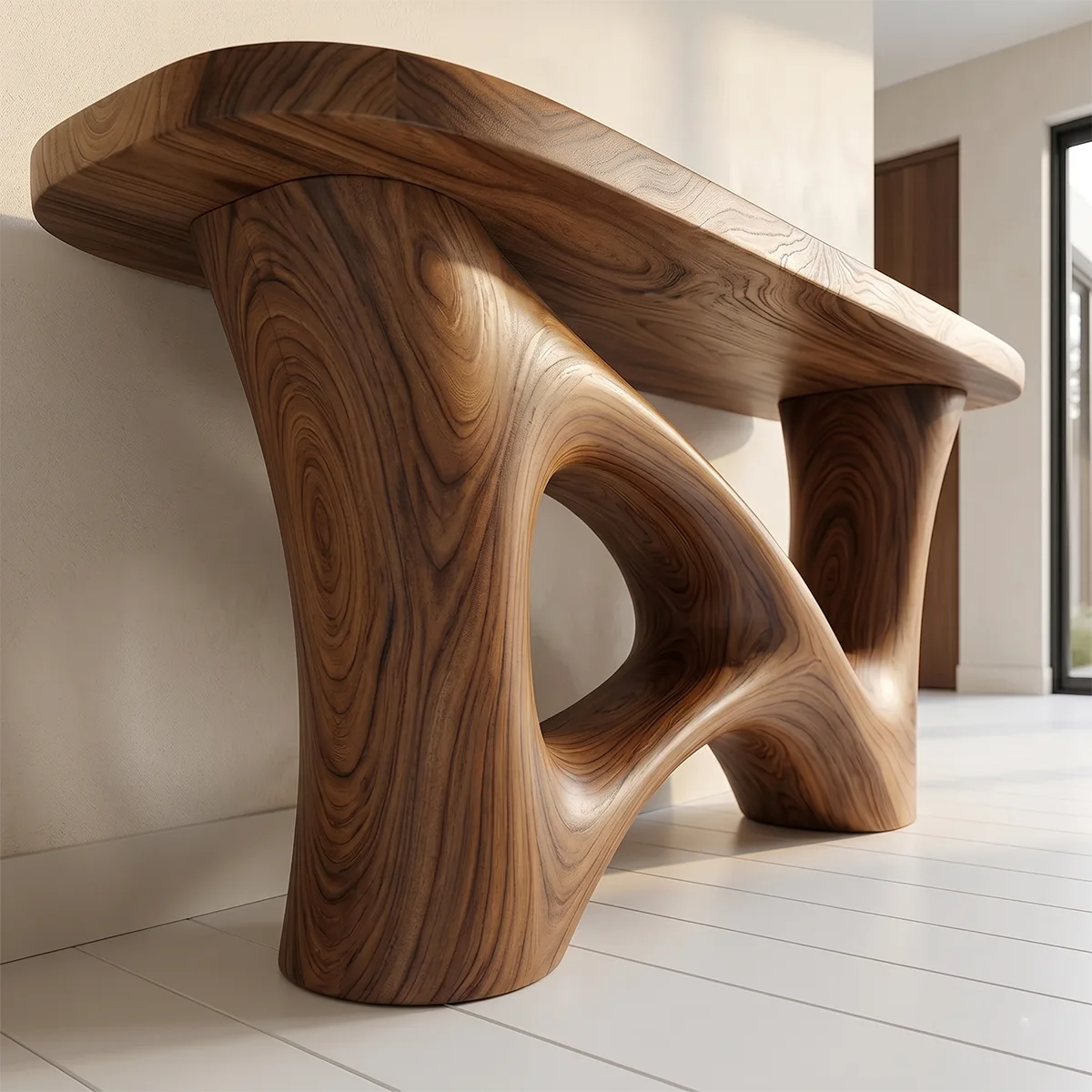 Organic Modern Wood Console Table | Sculptural Entryway Table