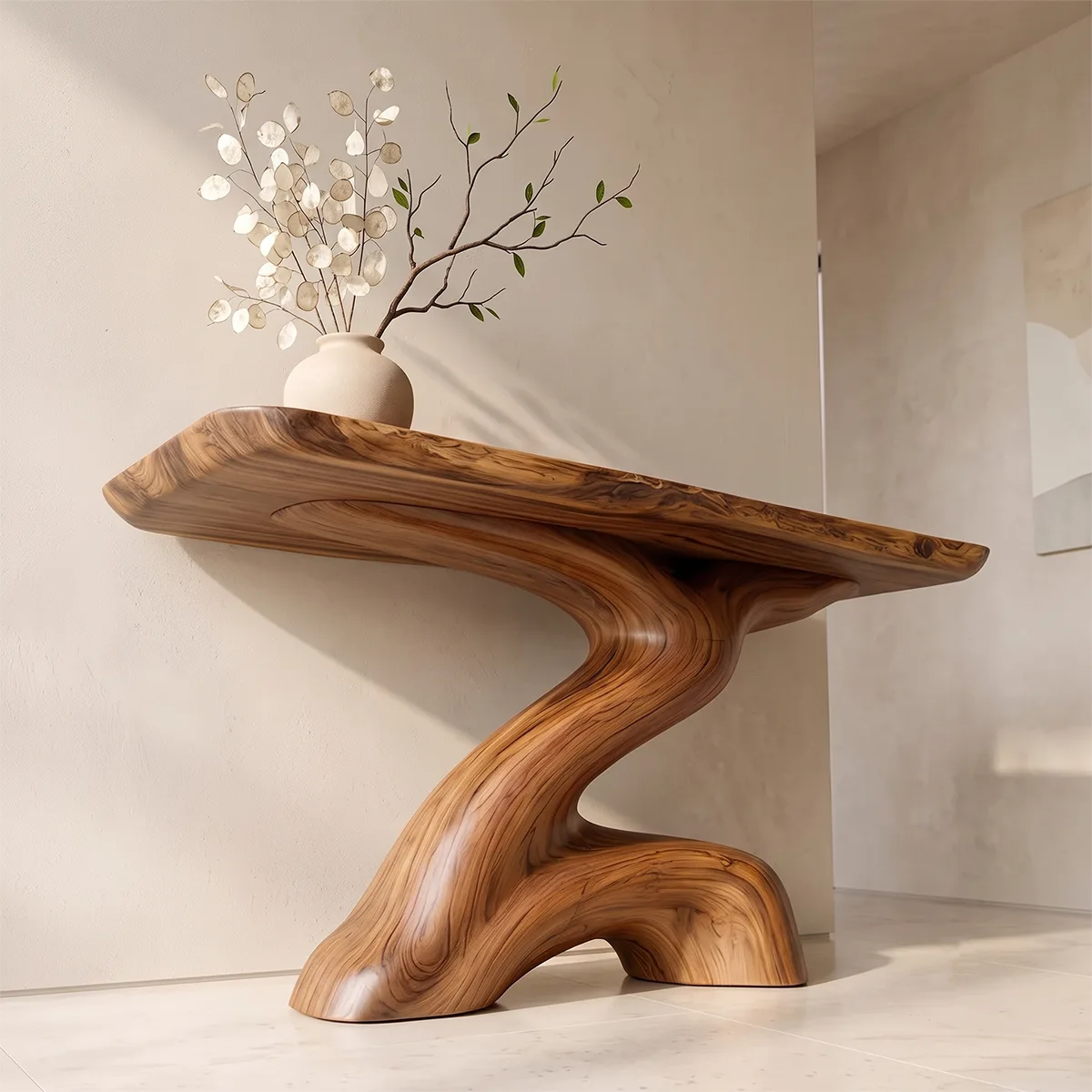 Modern Organic Console Table | Sculptural Entryway Hallway Accent Table TH003-3918