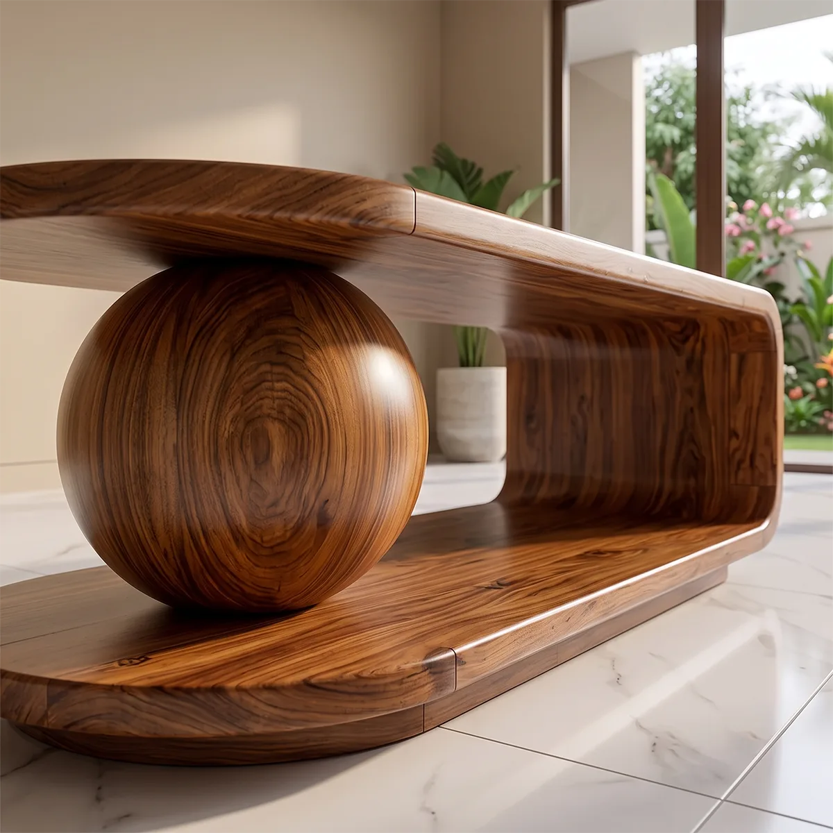 Modern Coffee Table with Shelf | Sculptural Wood Coffee Table for Living Room TH003-2792