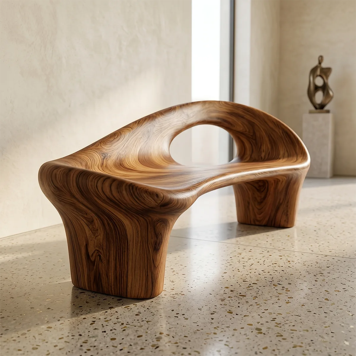 Contemporary Organic Outdoor Bench with Flowing Sculptural Form TH003-7210