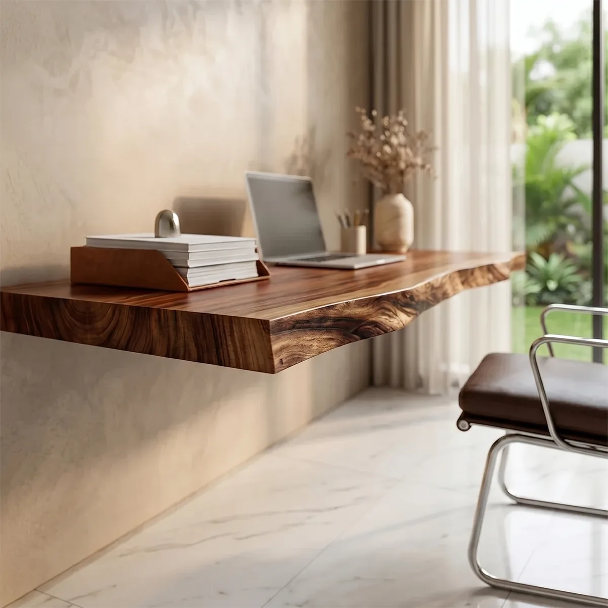 Live Edge Floating Desk | Modern Wall Mounted Home Office Desk TH003-4186