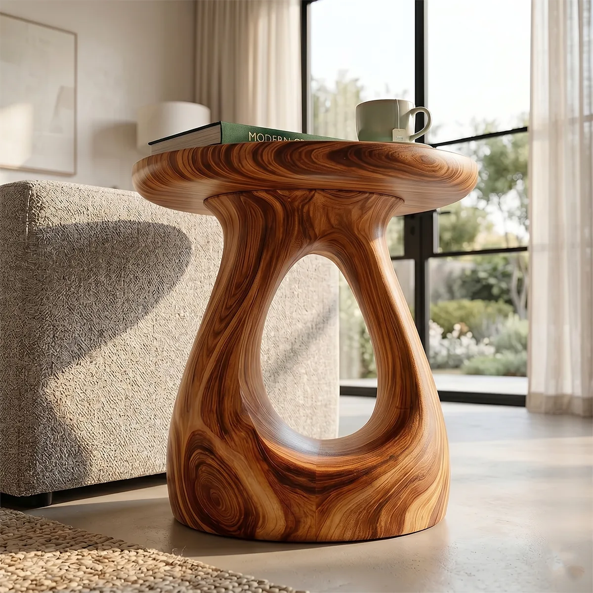 Modern Sculptural End Table with Open Hollow Base TH003-8617