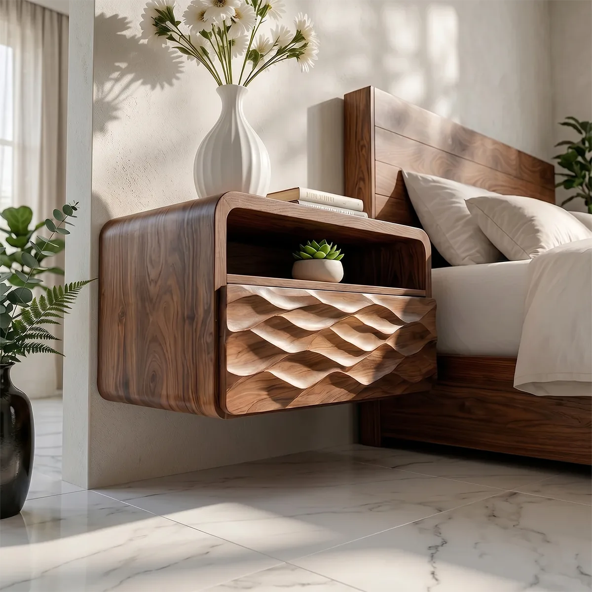 Floating Nightstand | Modern Wall Mounted Bedside Table TH003-9923