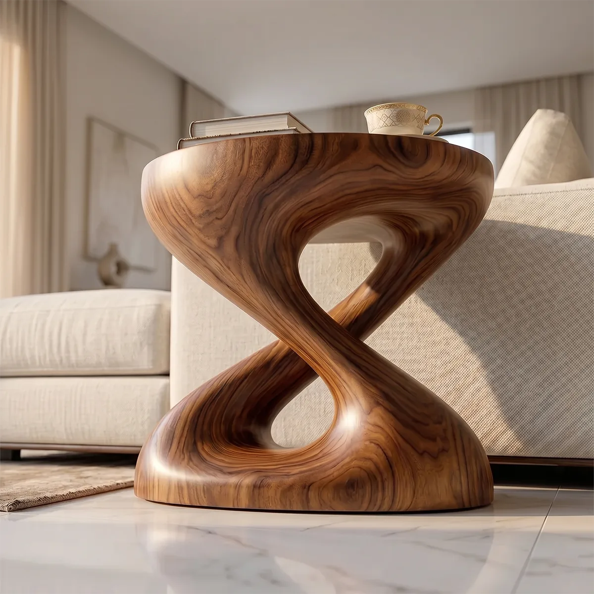 Infinity Twist Sculptural End Table, Modern Side Table for Living Room & Lounge Spaces TH003-6538