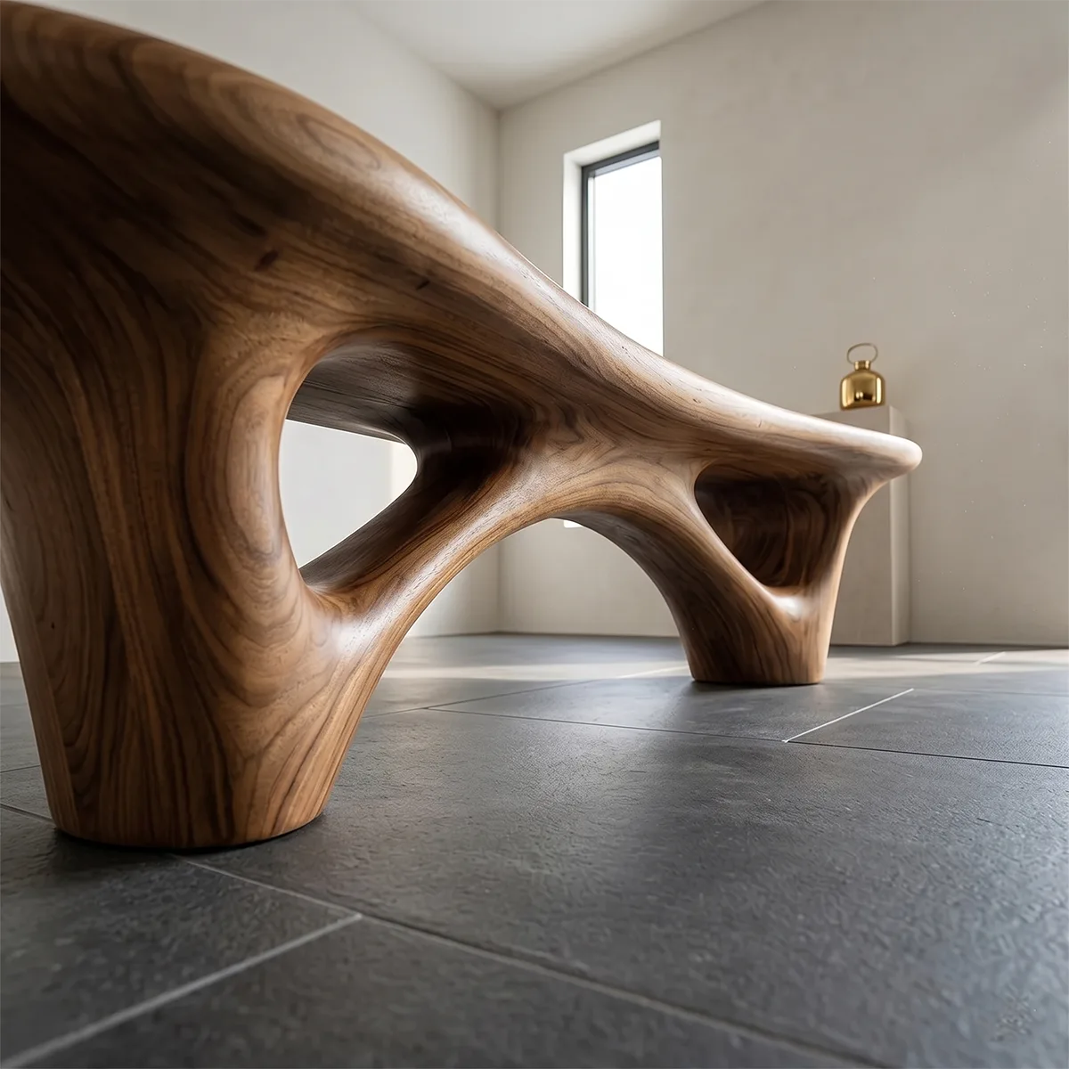 Organic Sculptural Bench with Architectural Openwork Base TH003-3360