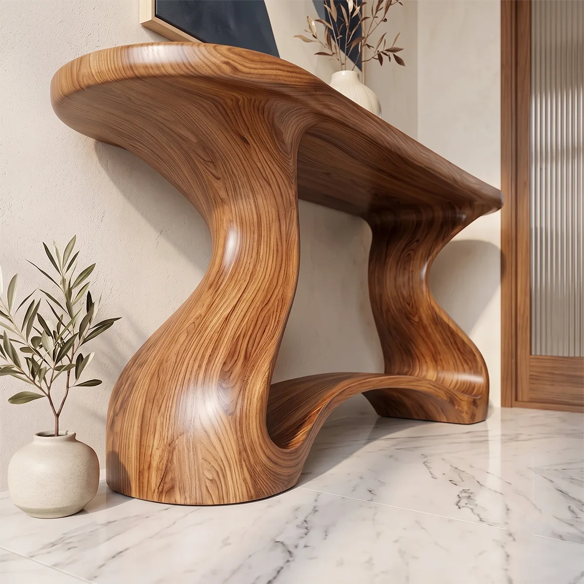 Modern Sculptural Console Table | Organic Entryway Hallway Accent Table TH003-7858