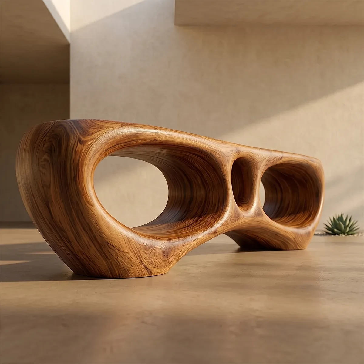 Modern Organic Outdoor Bench with Sculptural Open-Frame Design TH003-7833