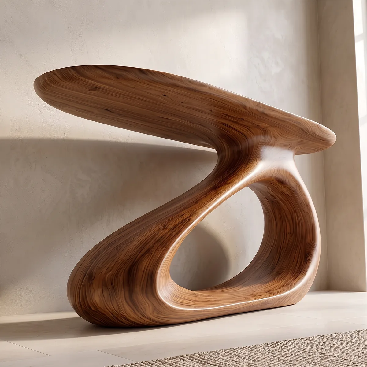 Modern Wooden Console Table | Organic Sculptural Entryway Sofa Table TH003-7009