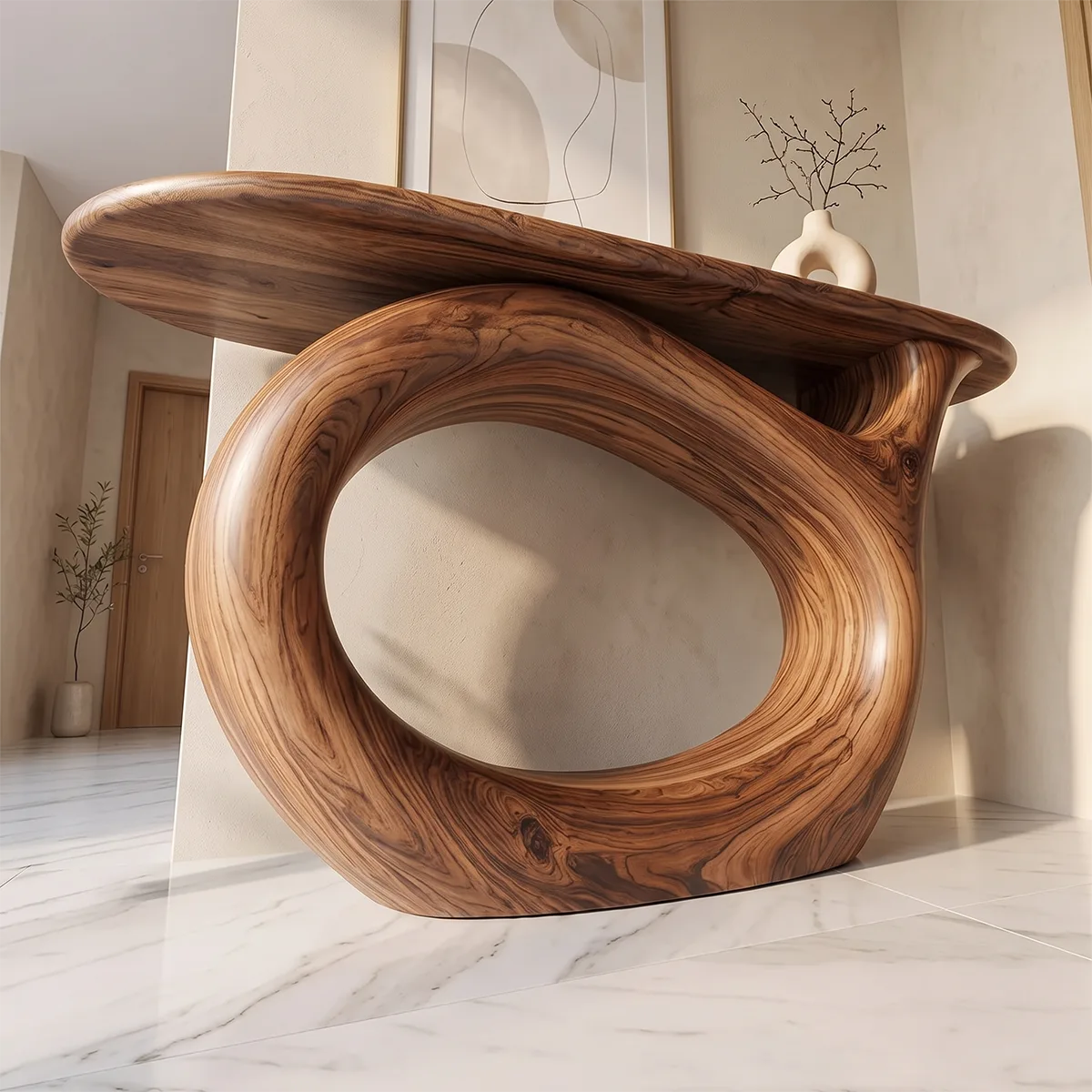Modern Sculptural Console Table | Organic Contemporary Entryway Accent Table TH003-7296