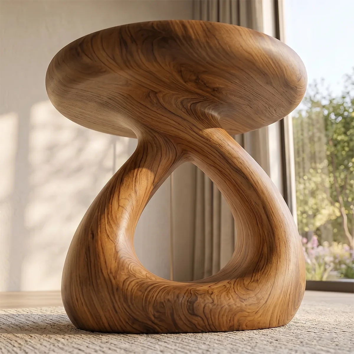 Sculptural Loop End Table with Organic Modern Silhouette TH003-7711