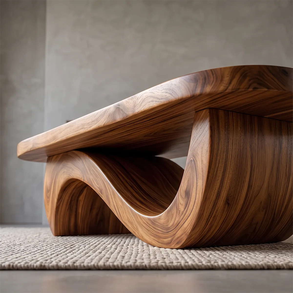 Modern Organic Coffee Table | Sculptural Solid Wood Oval Cocktail Table TH003-8610