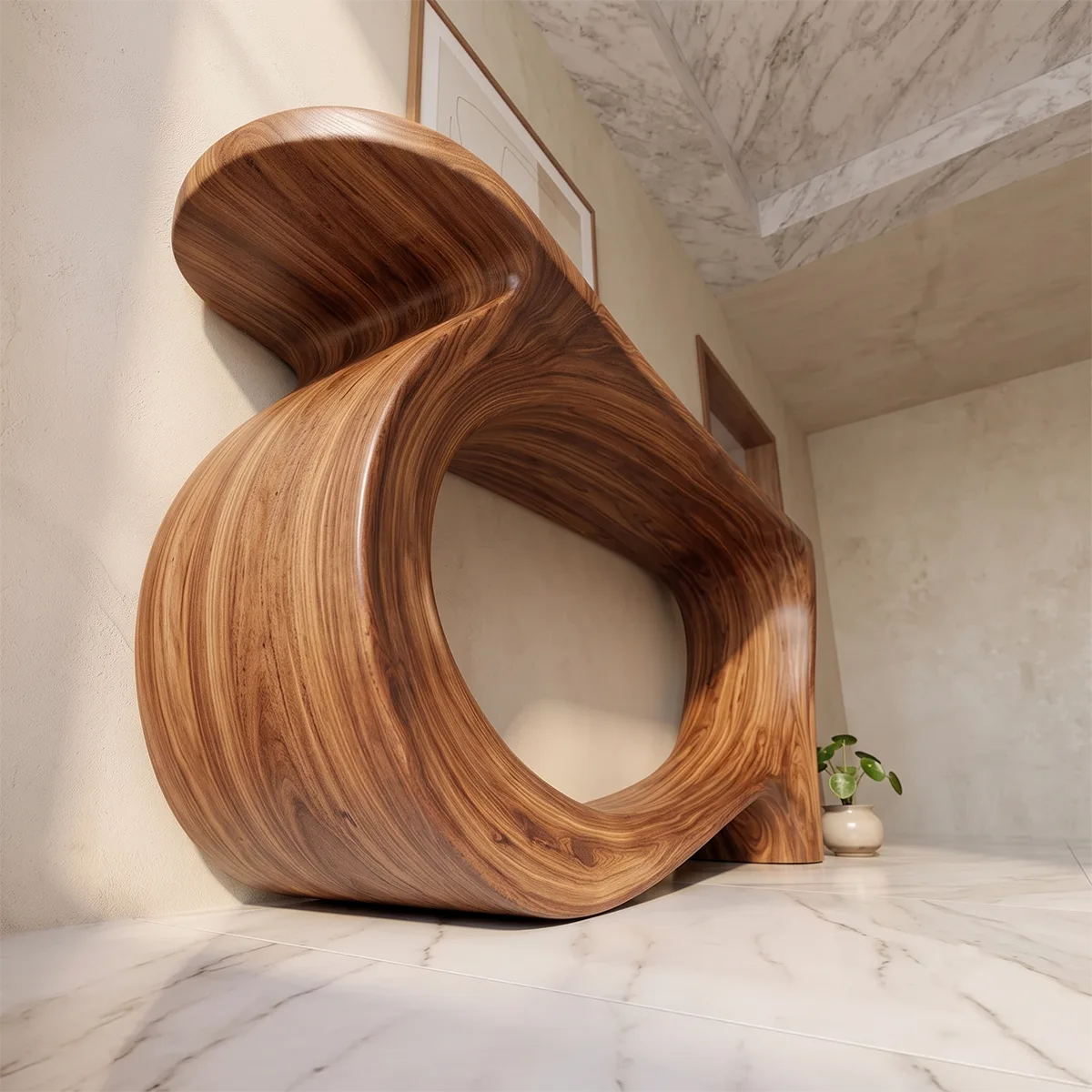 Modern Organic Console Table | Sculptural Entryway Table with Continuous Loop Base TH003-6488