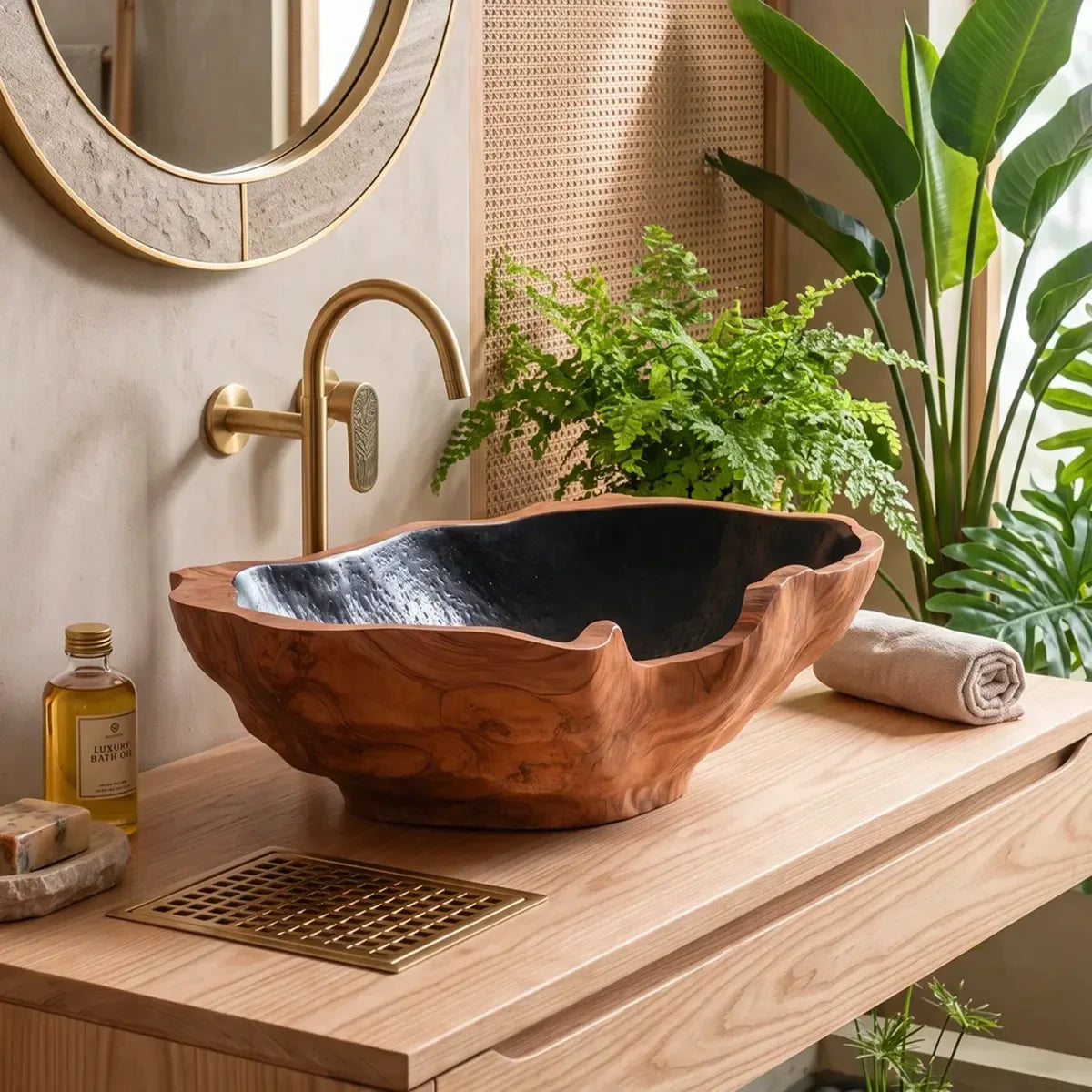 Sculptural Organic Vessel Sink | Irregular Edge Countertop Bathroom Basin TT006-6XCF9QN
