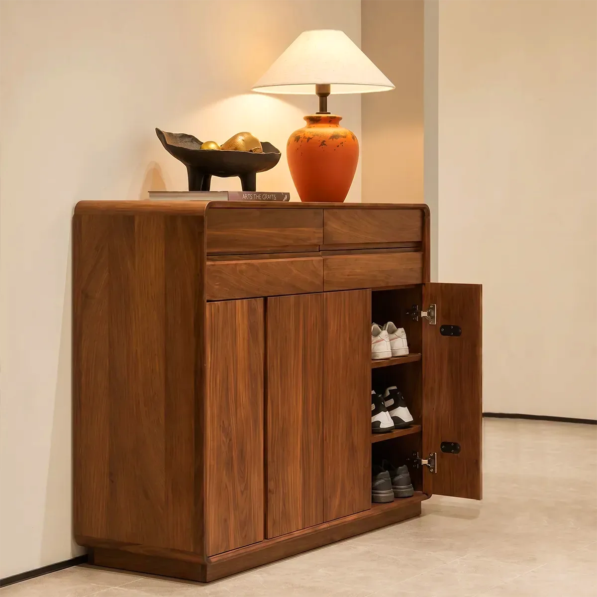 Modern Sideboard with Concealed Storage and Rounded Corners | Rounded Storage Cabinet HG021-9CNZ4OR