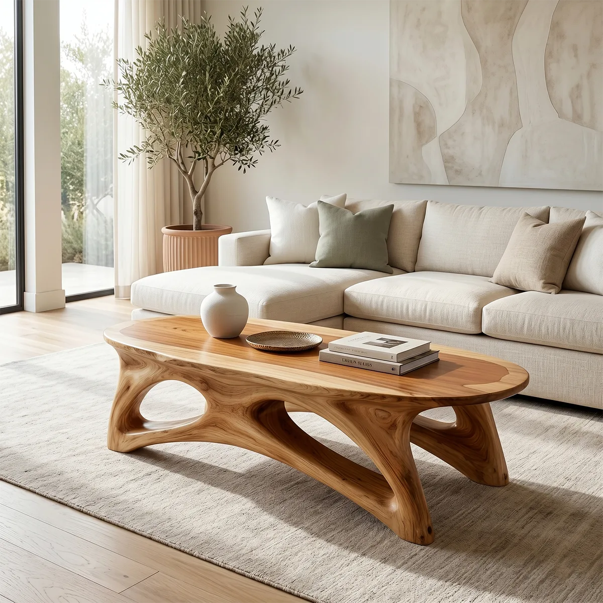 Organic Solid Wood Coffee Table – Sculptural Modern Design TH003-7847